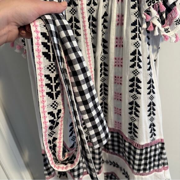 Dodo Bar Or White Pink Black Tassel Embroidered Mini Dress M/L - Picture 9 of 14